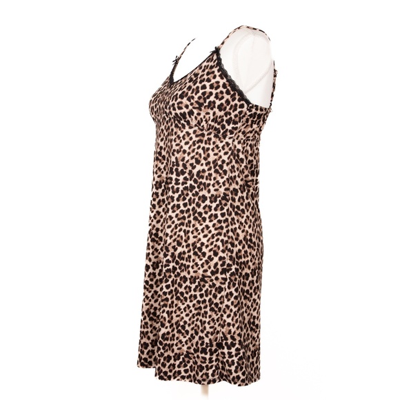 Rene Rofe Spaghetti Strap Leopard Print Chemise, Soft & Comfotable, Size Medium - Picture 2 of 13